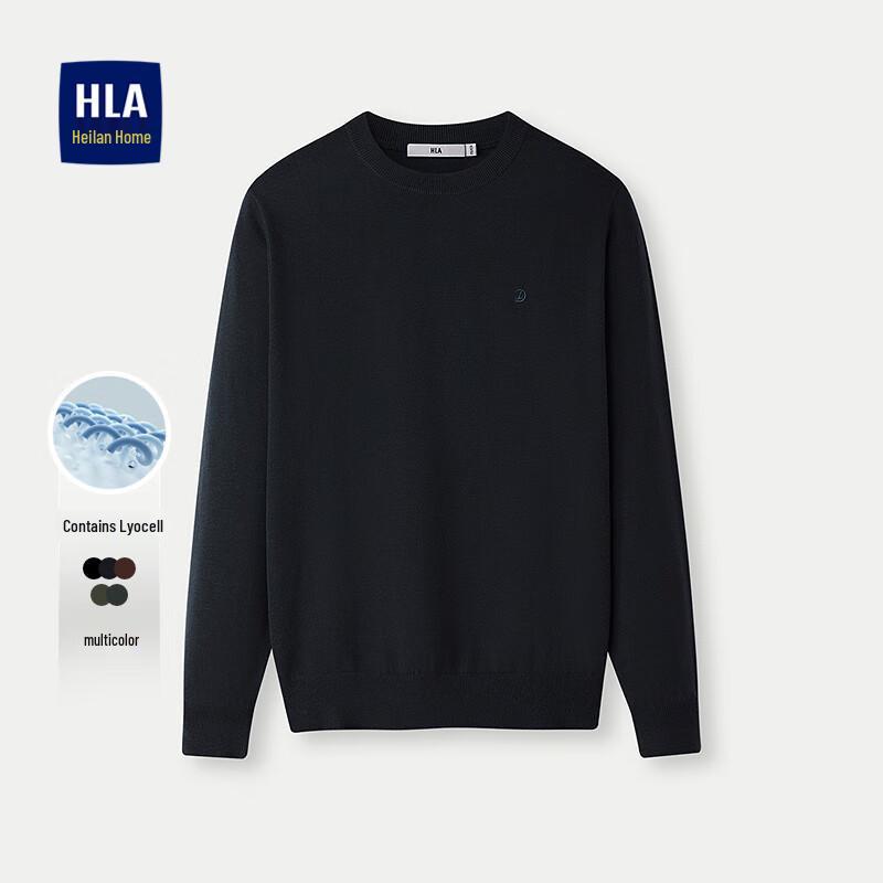 

HLA Men s Solid Color Round Neck Knitted Sweater S