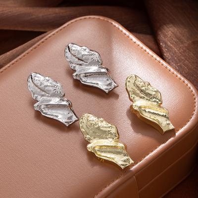 Metal Liquid Texture Earrings Fashion Personality Cold Style Earrings Women'S Retro High-End Earrings