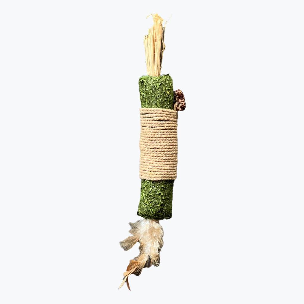 Natural Wood Catnip Toy with Gall Nut and Raffia Sisal for Teeth Cleaning and Teasing