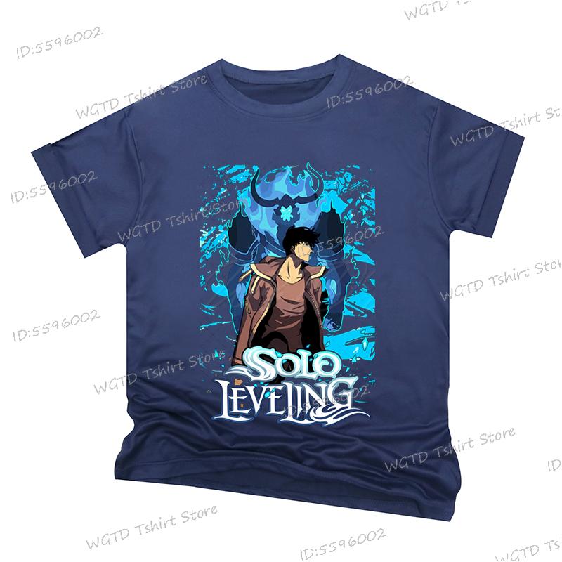 Anime Pattern Solo Leveling Men T-shirts Statue of God Cartoon Short Sleeve Clothes Harajuku Sung Jin-Woo Tshirts Tops Unisex