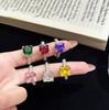 Popular European and American luxury square ice flower cut high carbon diamond ring, celebrity feeling colored treasure ring