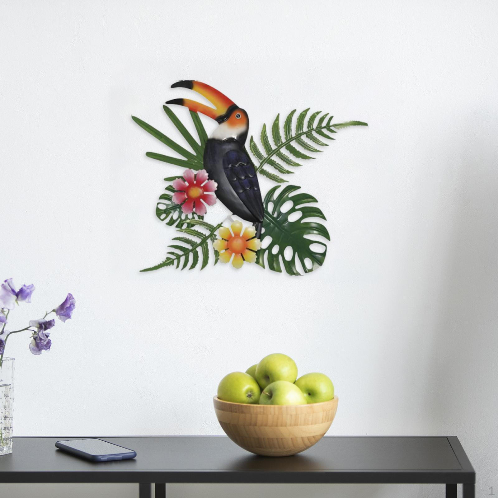 

Декор в виде птицы Настенное искусство Железная скульптура с листьями и цветком для дома Style D