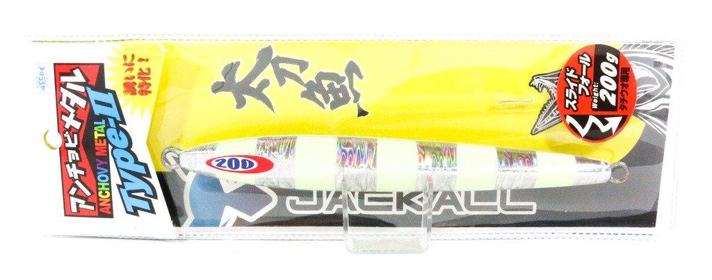 JACKALL Anchovy Metal Type 2 Metal Jig Glow Stripe Lure, 200g,