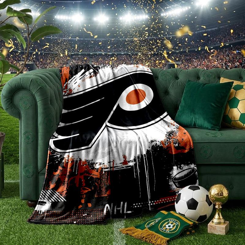Flyers Hockey Team Throws Blanket Flannel Blankets Plush for Couch Bed Gifts for Men Women Travel picnic blanket Christmas fan gifts