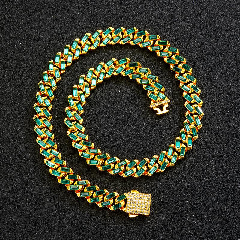 

Европейская и американская кубинская цепь 13 мм с бриллиантами: Хип-хоп кулон для пар Bracelet 7 inch (18 cm)