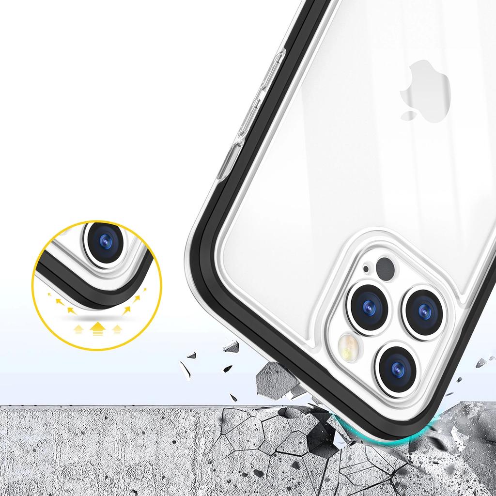Clear 3In1 Etui Do Iphone 12 Pro Żelowy Pokrowiec Z Ramką Czarny