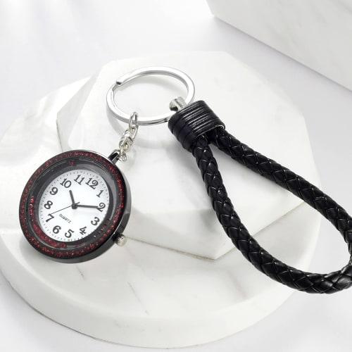 Lancardo Carabiner Watch, Nurse Watch, Pocket Watch with Keychain, Leather Rope, Analog, Diamond, Trunk, Easy To Read, Perfect for Everyday Use, Mount