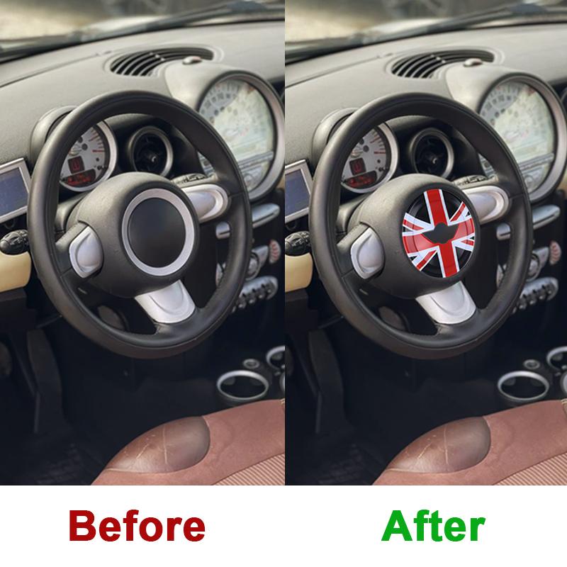1PCS Car Steering Wheel Center Panel Car Sticker Night Jack For MINI Cooper R50 R52 R53 For Mini Cooper Interior Accessories