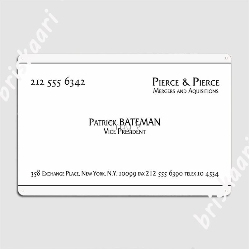

Patrick Bateman Business Card Metal Signs Cinema Living Room Party Customize Painting Décor Tin sign Posters 20x30cm