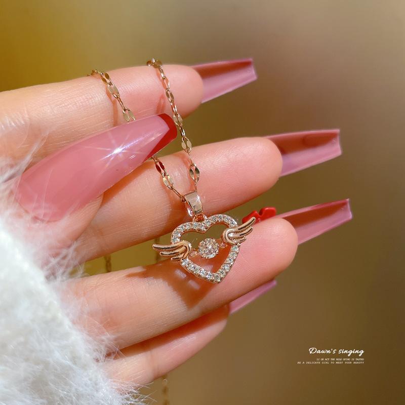 Korea Dongdaemun New Smart Shining Necklace Texture Simple Zircon Micro Inlaid Clavicle Chain