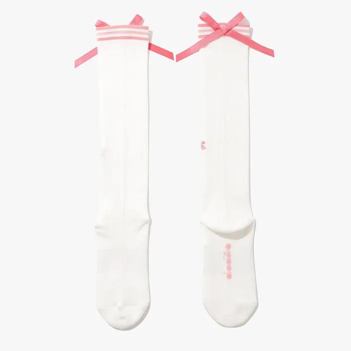 Ribbon knee socks WHITE