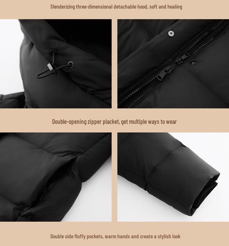 Damska Zimowa Długa Kurtka Puchowa - Za Kolano, Z Kapturem, Gruba, Ultra Ciepła, 95% Białego Puchu Kaczkowego (400g)