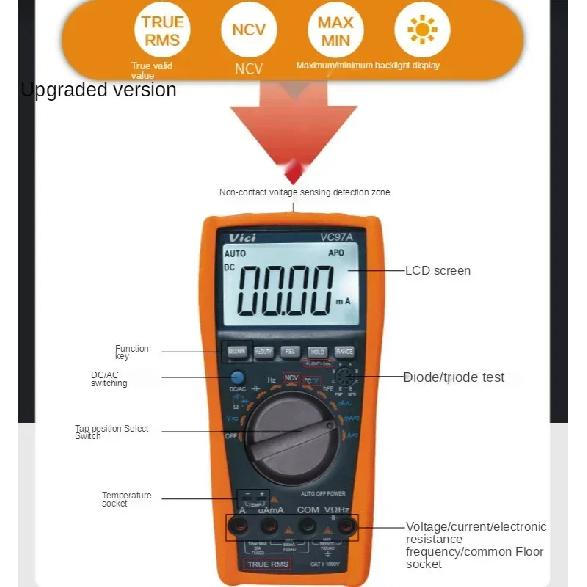 True RMS Multi-function High-quality Universal Meter VICI VC97A 4000 Count Automatic Range Digital Multimeter NCV