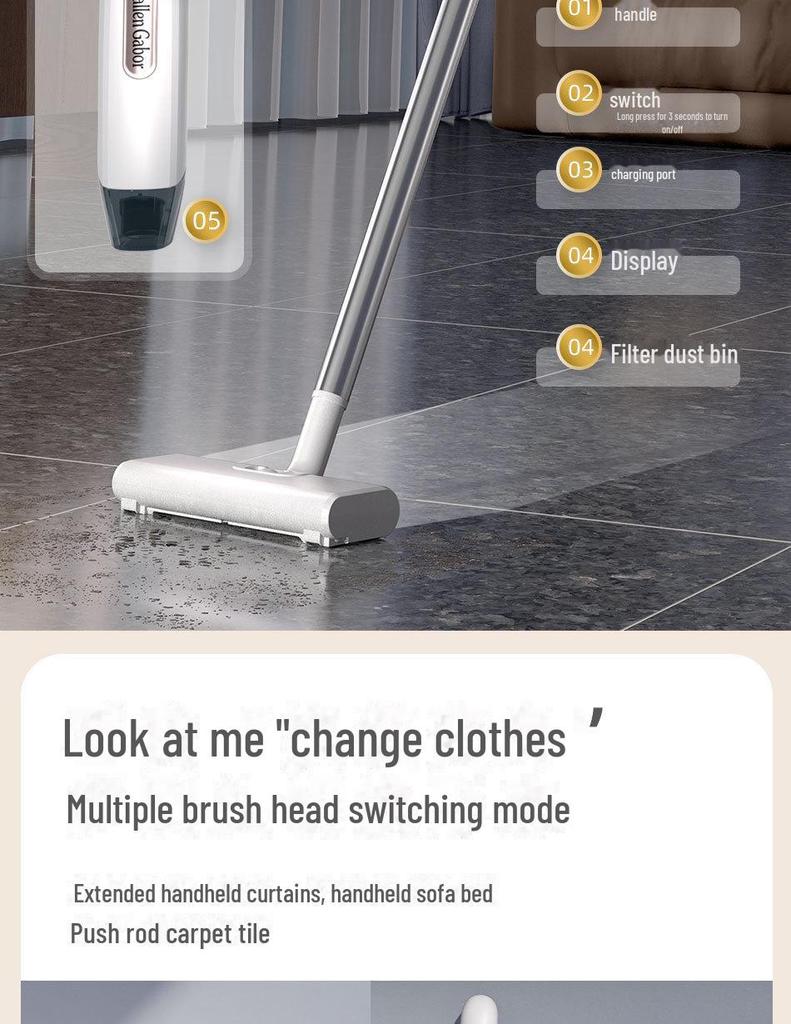 Cordless Multifunctional Handheld Vacuum Cleaner for Household, Carpet, Bedroom - Rechargeable Dust Cleaner