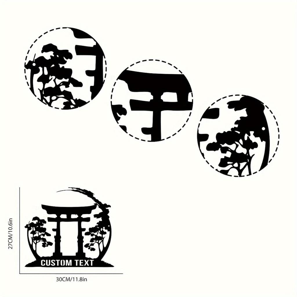 Vintage Metal Torii Gate Wall Art, Personalized Japanese Shinto Shrine Decor, Multipurpose Hanging Sign