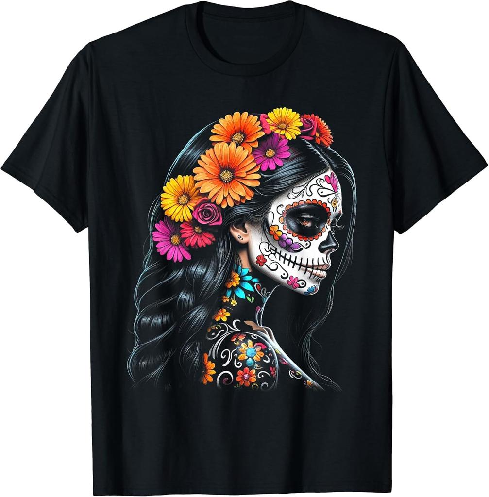 NEW LIMITED! De Los Muertos La Catrina Day of the Dead Sugar Tee - MADE IN USA