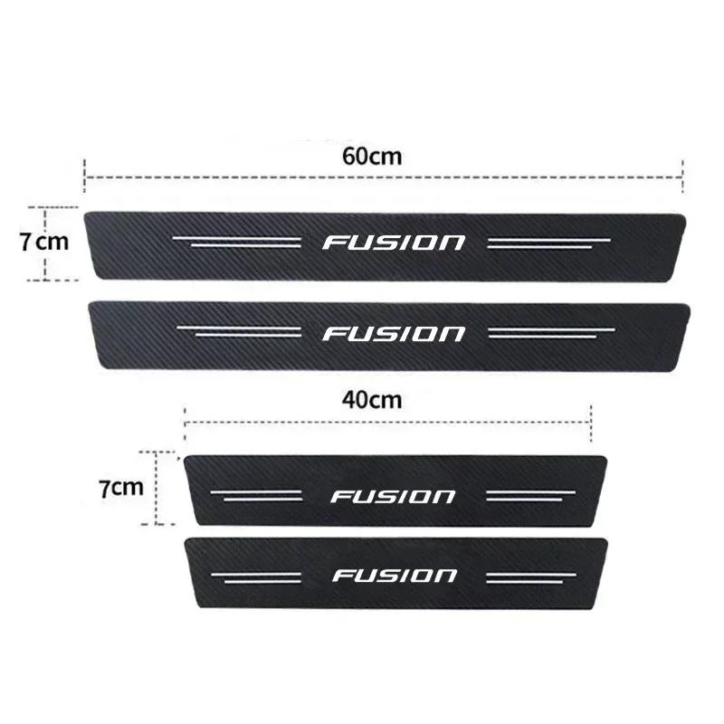 New Carbon Fiber Car Door Sill Sticker Threshold Side Anti Scratch Sticker For Ford FUSION Logo Waterproof Decal Car Accessories