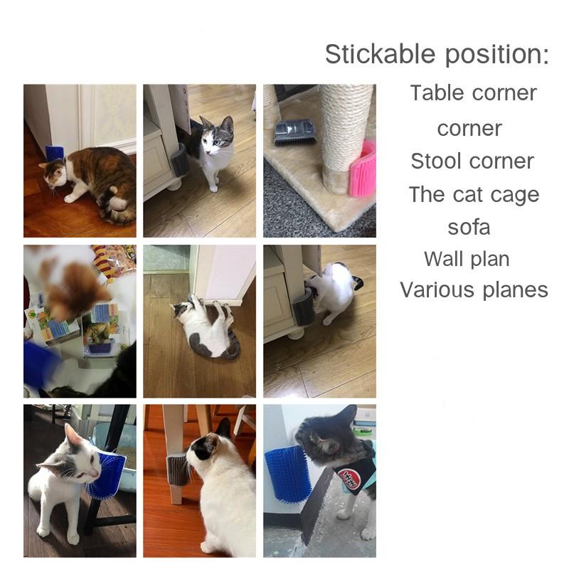 Cat Self Groomer with Catnip Wall Corner Scratcher Comb Soft Grooming Massage Brush Toy Scratch Massager Tool for Kitten Puppy