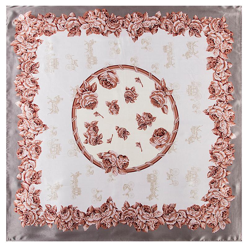 New Carriage Silk Scarf For Ladies Floral Print Hijab Shawl Brand Scarf Foulard Square Head Scarves Wraps For Women Bandana