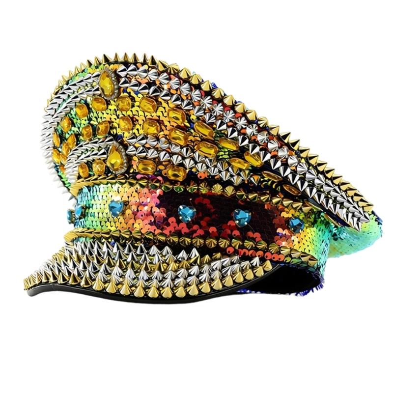 

Elegant Embellished Bucket Hat With Glittering Rhinestones And Studs Comfortable Baseball Cap For Concerts And Event