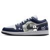 Air Jordan 1 Vintage Basketball Shoes Men's Low Top White/Blue 553558-141(Team56-)