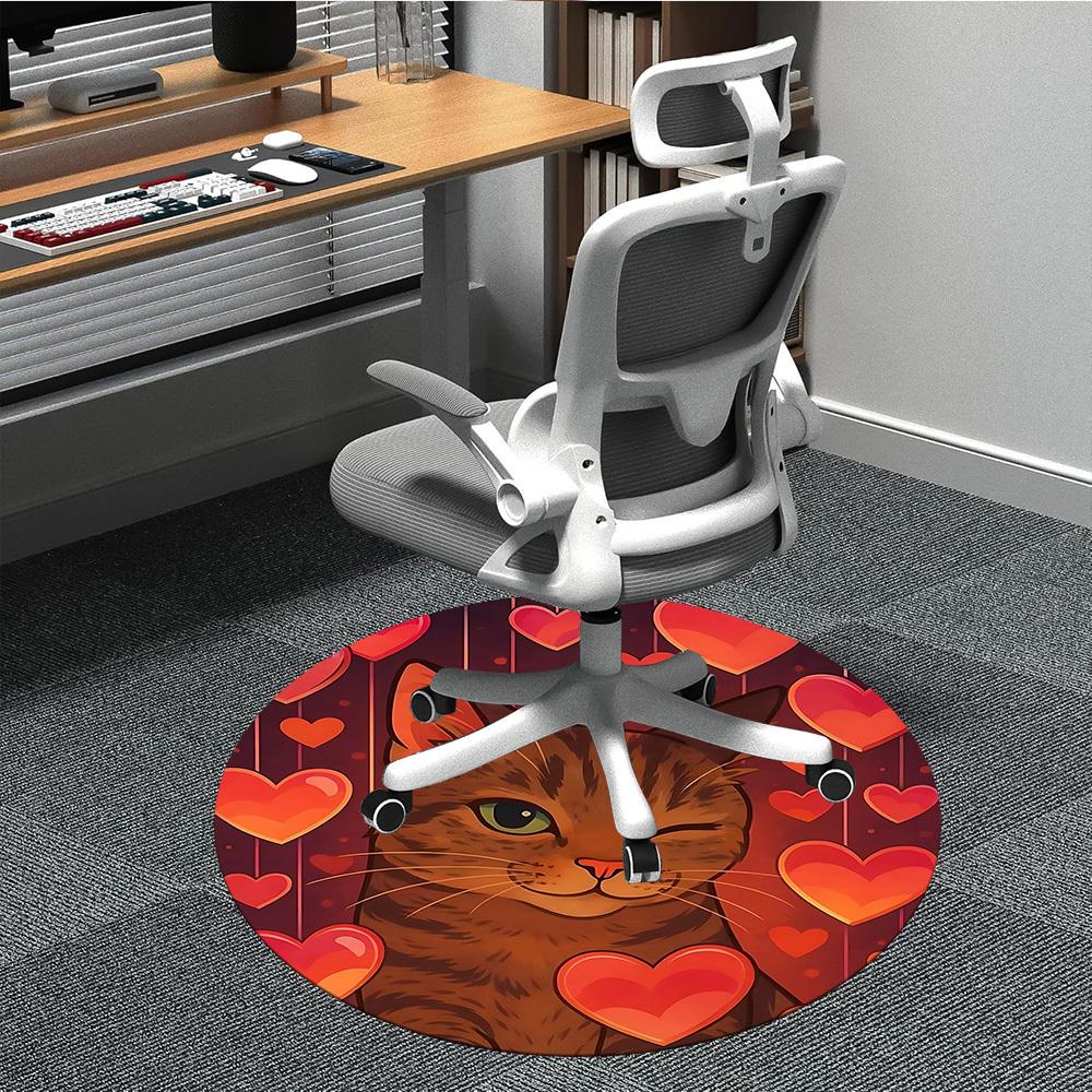 

1pc Cat Heart Print Chair Carpet for Office, Non-slip, Soft and Durable Office Rug for Decoration, Perfect for Office yy251229148 80cm by 80cm