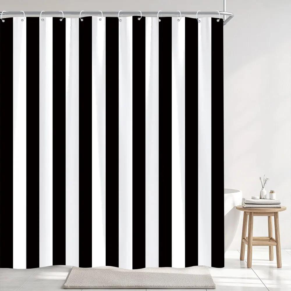 Abstract Geometric Lines Shower Curtain Simple Modern Style Striped Printed Polyester Fabric Shower Curtains Bathroom Decoration