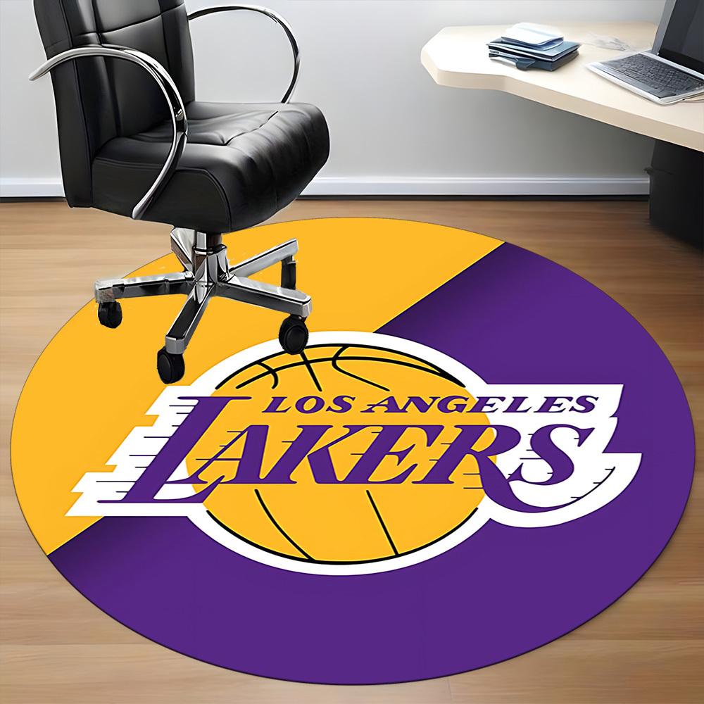 1 szt. Okrągły dywanik biurowy Koszykówka Lakers, Mata wewnętrzna odpowiednia do biura, sypialni, salonu, wystroju domu, dekoracji pokoju, Offic a0926217