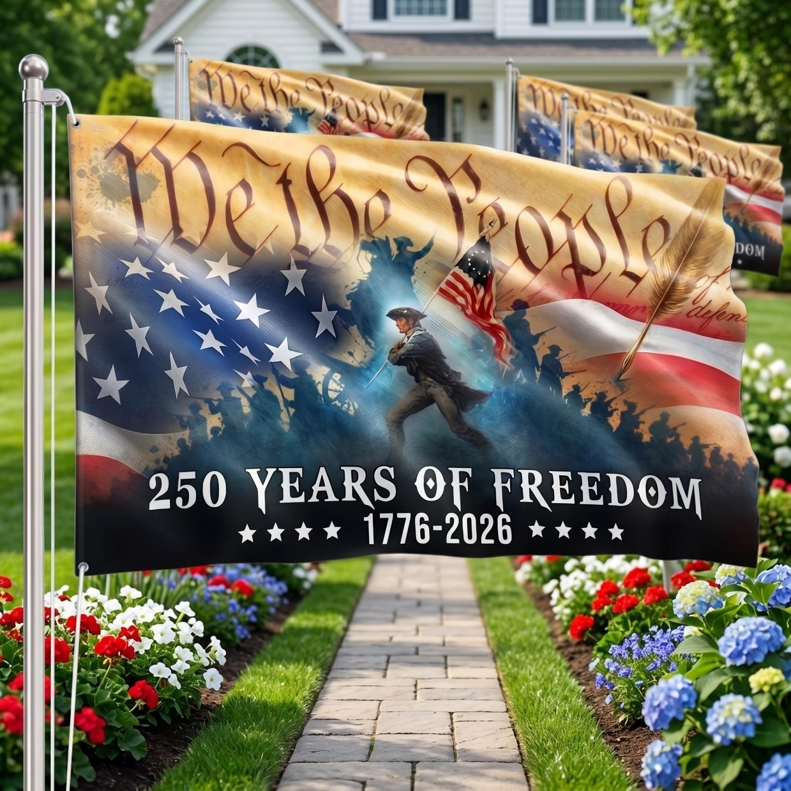 

USA 250 Years of Freedom Flag 1776 2026 Anniversary Printed Banner Outdoor Indoor Durable Polyester Flag for Home Garden Yard Events One Size