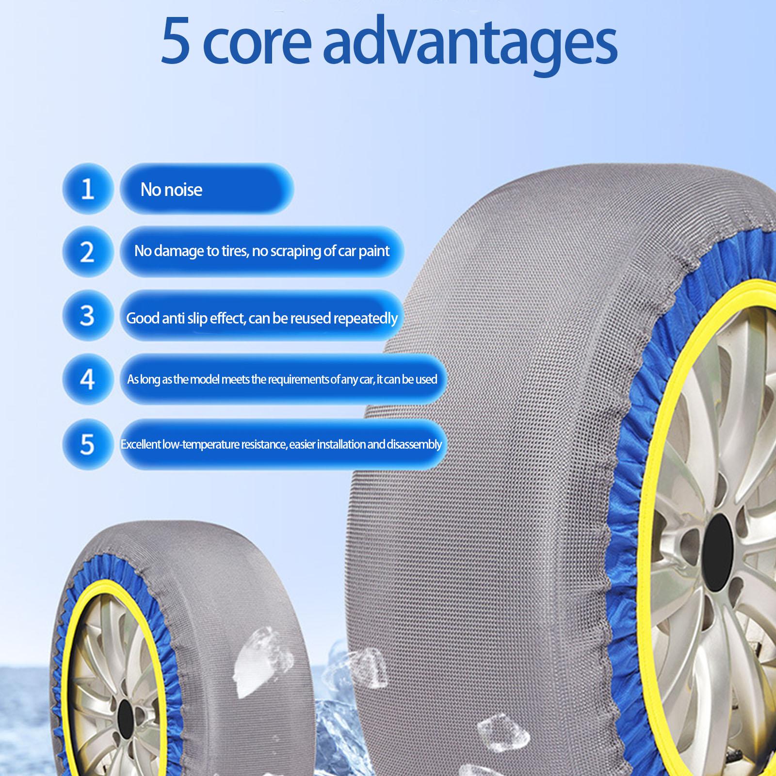 

Pack of 2 Automotive Snow Socks Alternative for Snow Chain Car Tires Snow Socks High Traction Winter Emergency Accessory M