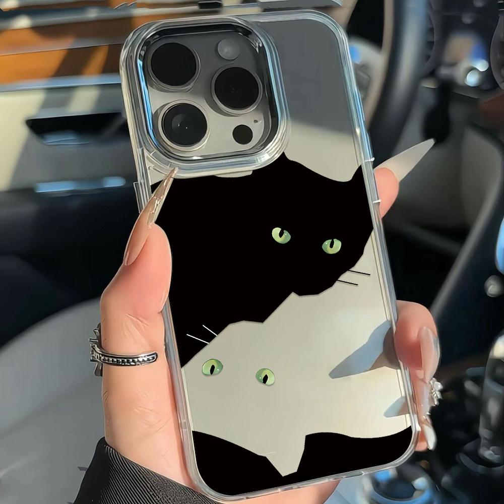 Black And White Cat Phone Case For Iphone 17 15 Pro Max 14 11 Plus 12 13 16 17E 16E Transparent Sturdy Bumper Cover Fundas
