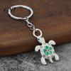 Auspicious Turtle Keychain Rhinestone Flower Keychain, Luxury Alloy Car Key Metal Ring Ring, Pendant for Backpacks Handbag Decoration Holder