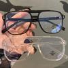 Fashion Square Double Beam Women Glasses Frame Clear Anti-Blu-Ray Eyewear Retro Men Optical Frame Computer Protection Goggles