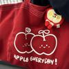 [Daily Apple] A big red canvas bag that can hold everything in a festive atmosphere, a shoulder backpack, and a shopping bag.