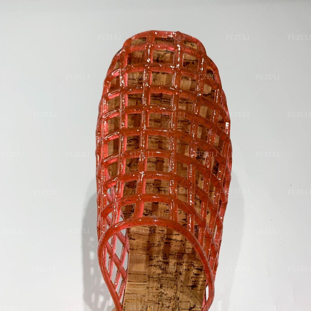 Hollow Flat-bottomed Slippers Women's Summer Fashion Bag Head Half Slippers Casual Wear Middle-aged Mother Crystal Shoes