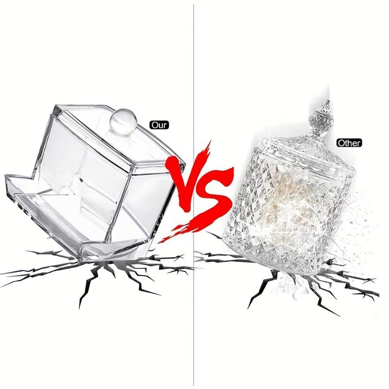 1pc Clear Cotton Swab Pads Holder, Qtips Holder Cotton Buds Ball Dispenser, Bathroom Containers Organizer, Clear Apothecary Jar