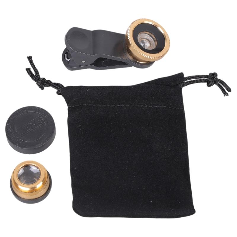 3 In 1 Wide Angle Macro Fish Eye Lens Mobile Phone Camera Lens Universal Camera Lens for Most Phone Portable Clip Lens