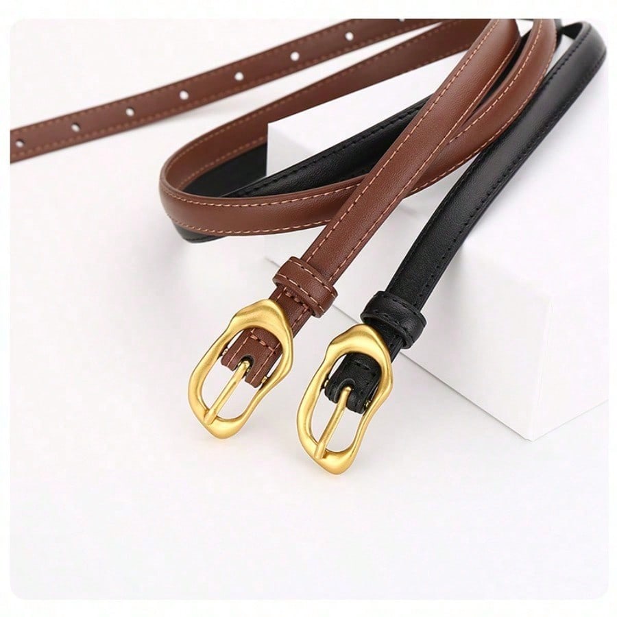 Simple Solid Color Pin Buckle Belt Versatile Temperament Slim Belt Women's Dress Belt