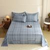 Geometric Grid Pattern Bed Sheet Set 3Pcs 100% Cotton Queen Size Bedding Set Skin-friendly Soft Bed Sheets with Pillowcases