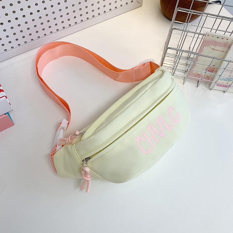 Sports Chest Bag Women's New Printing Small Fresh and Casual Joker Cycling Backpack Mobile Phone Canvas Slung Pockets.
