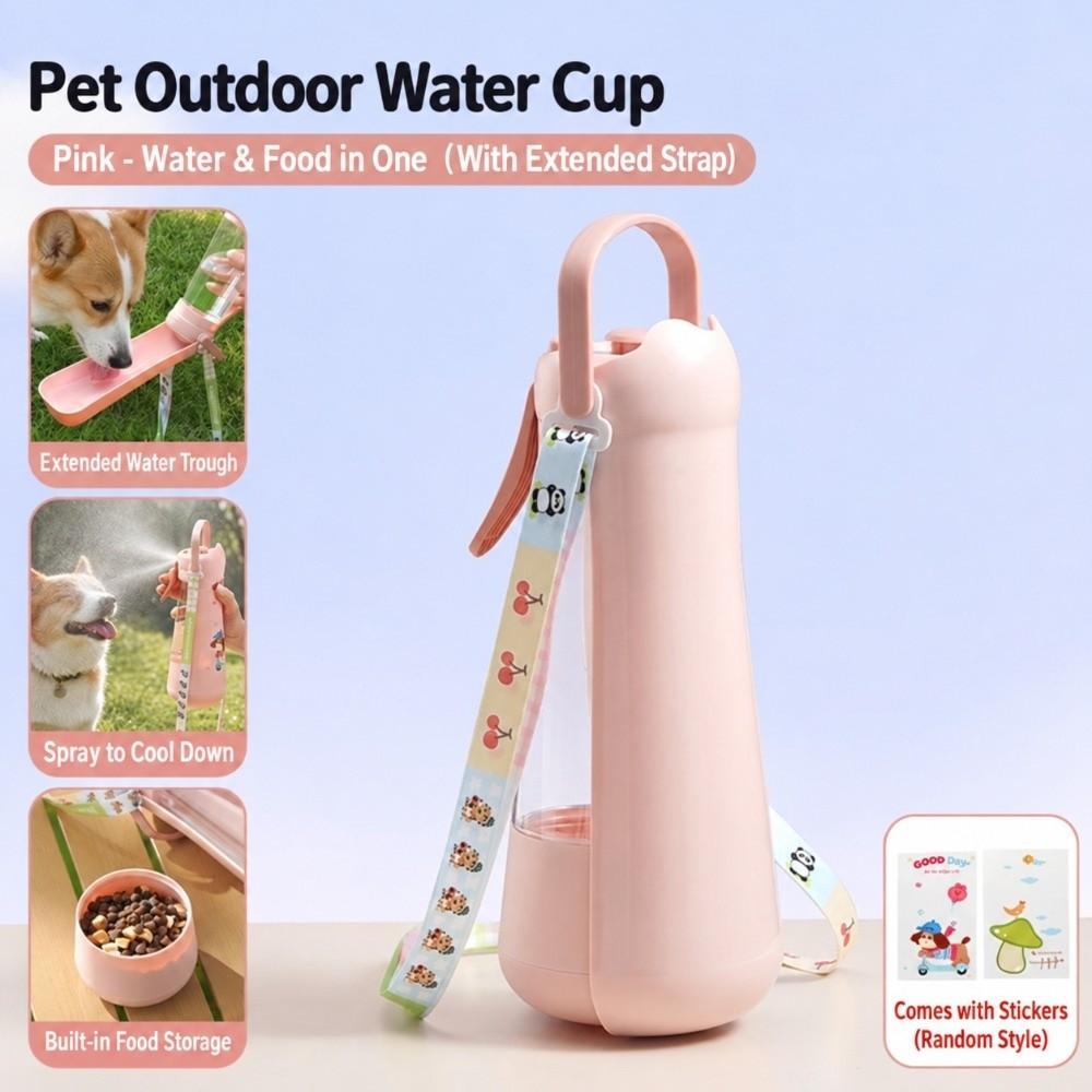 with Detachable Strap Pet Water Bottle 2-in-1 Pet Drinking Bottle Cute Pet Feeder  Pets Using