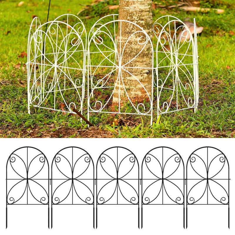 10-Piece Decorative Garden Fence Rustproof Metal No-Dig Fencing for Animal Barriers Flower Borders Outdoor Courtyard Decoration