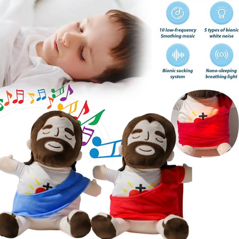 Plush Relief Anxiety Toys Jesus Breathing Musical Soothing Doll Sleep Toy Gift