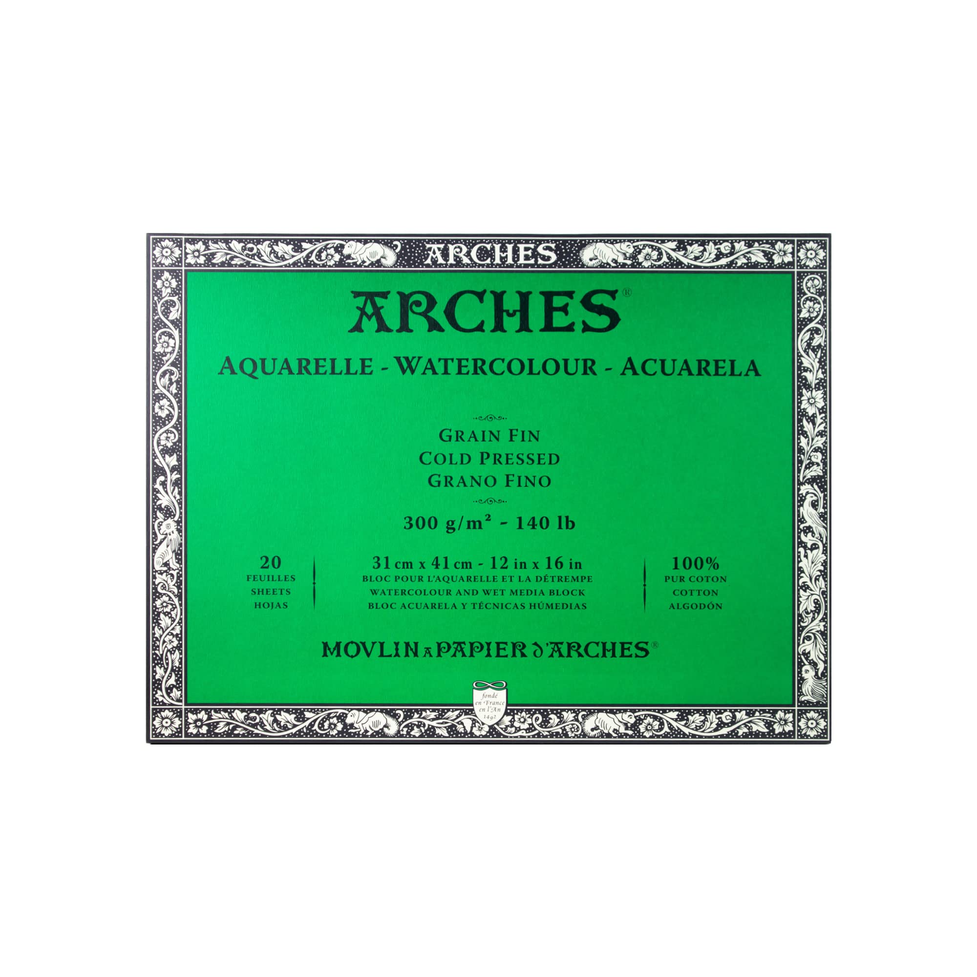 

Блок акварельной бумаги Arches 300 г, мелкий размер 31X41, 20 листов