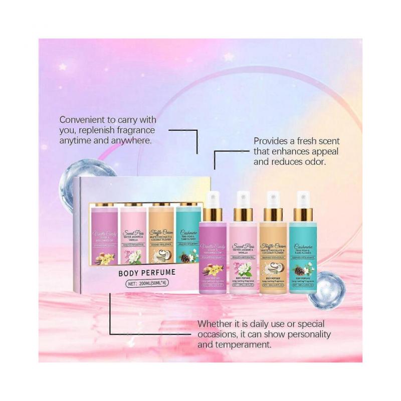Unique Body Mist Set - Perfumes for Women - Body Spray for Women - Vegan Cruelty-Frees - 4 Pcs Body Perfume Fragrances Spray 200ml