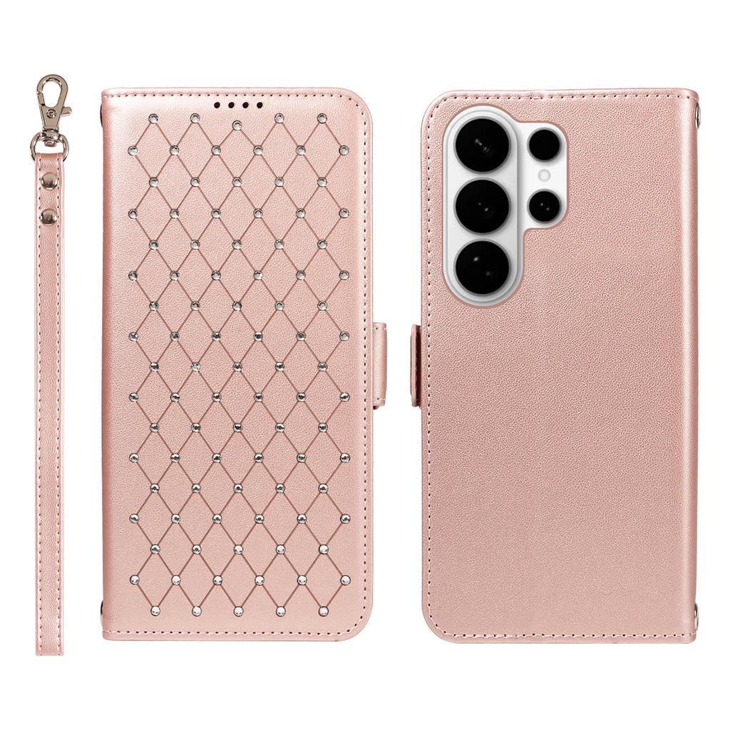 Crossbody Wallet Leather Magnetic RFID Phone Case For Samsung S26 Ultra S25 Plus S24 A36 A56 A17 A07 Diamond Long Lanyard Cover