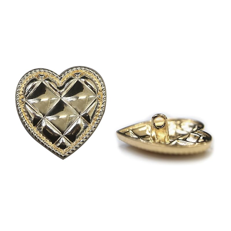 

metal button heart shaped [gold Mirror finish] gold with legs button decorative buttons sewing buttons 6 pieces [25mm] Twinkle Punpun Maru B-314