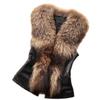 Plus Size Faux Fur Vest with Faux Fox Fur Collar - European and American Style