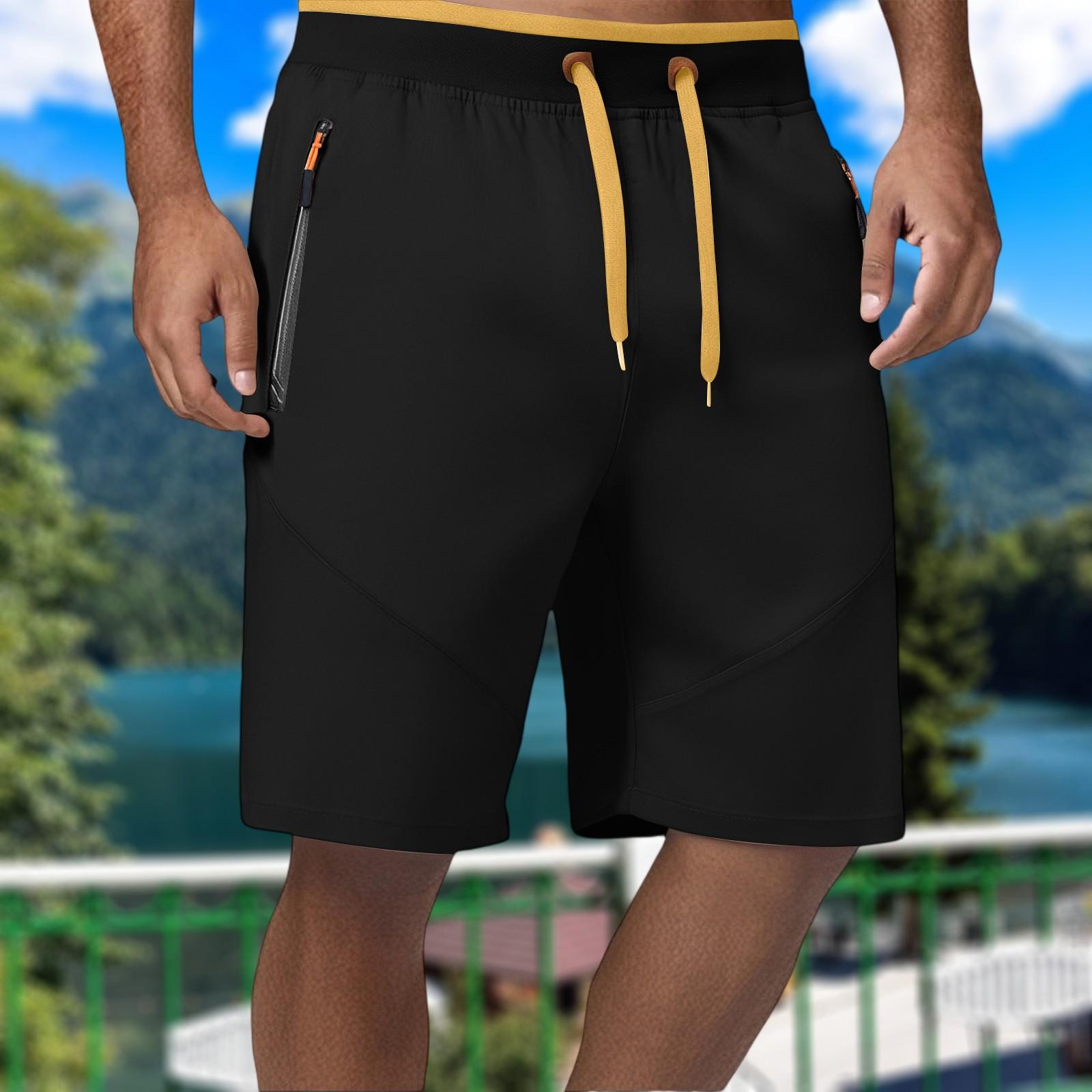 

Мужские летние повседневные брюки прямого кроя на кулиске, эластичный пояс, карманы на молнии, свободные шорты XXXL