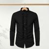 Men Shirt Retro Medieval Single-breasted Royal Style Ruffle Patchwork Lapel Collar Long